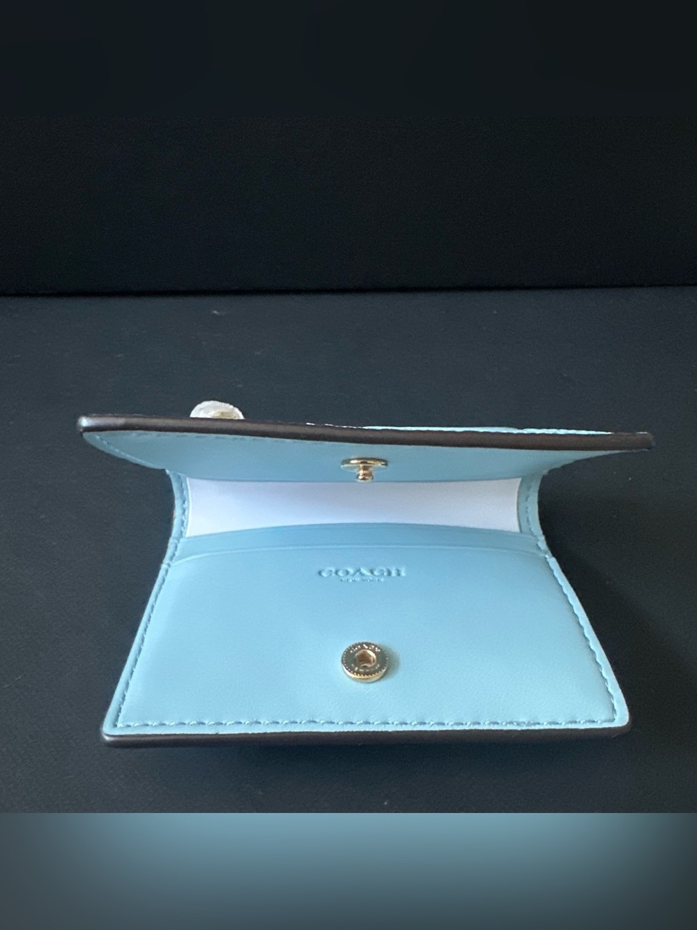 NWT Coach Card Case With Charm In Signature Leather - Picture 6 of 8